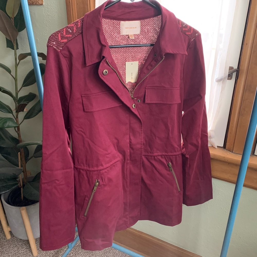 Skies are Blue Maroon Fall Jacket Size M NWT